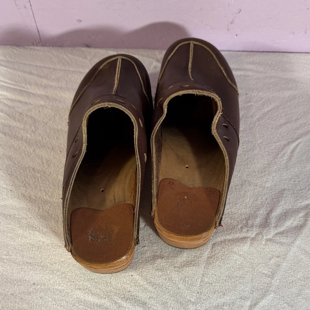 Brown Leather Clogs - Picture 1 of 4